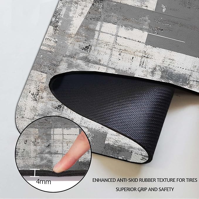 MCALK Dark Grey Dish Drying Mat for Kitchen Counter, Black Dish Drying Pad with Anti-Slip Rubber Base, Absorbent Kitchen Sink Mat with Abstract Art Decor (1 pc 18" x 16")
