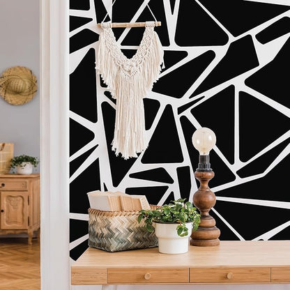 Large Boho Geometric Wall Decal Abstract Art Sticker, Modern Triangle Decals, Peel and Stick Black Vinyl Stickers for Offcie, Bedroom, Living Room, Home Wall Decor