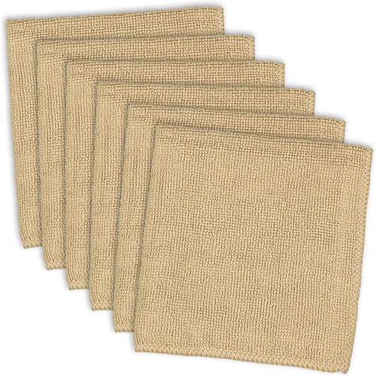 DII Cleaning Collection Soft Highly Absorbent Microfiber, Dishcloth Set, 12x12, Taupe, 6 Piece
