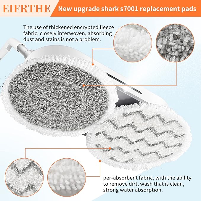 Eifrthe Upgrade S7001 Replacement Steam Mop 10 Packs Compatible with Shark S7000 S7000AMZ S7001 S7001TGT S7000 S7201 S7005 S7020 S8001 S8201 Steam Mop,Shark Steam and Scrub Pads