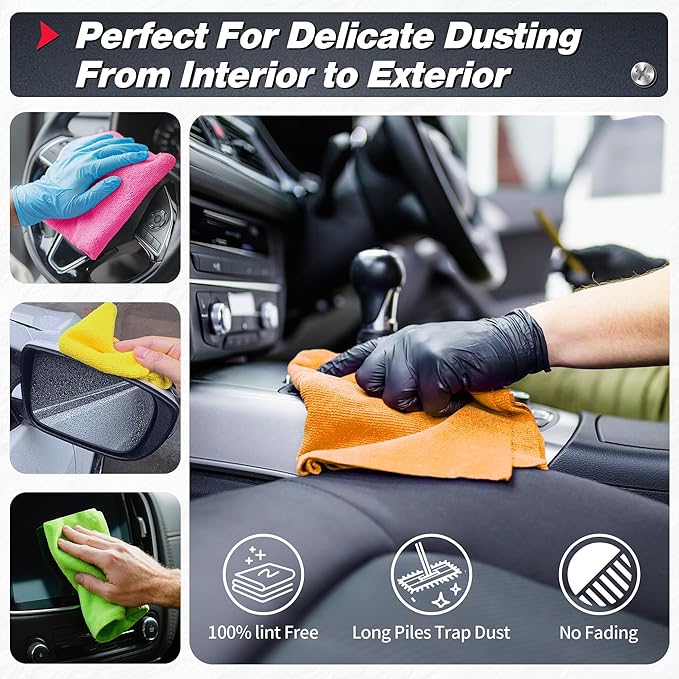 FIXSMITH Microfiber Cleaning Cloth, 100 Pack Shop Towels, Micro Fiber Cloth for Cleaning Car, All-Purpose Absorbent Cleaning Rags for Housekeeping, Dust Cloth for Office, Car Wash Towels, 12inx12in