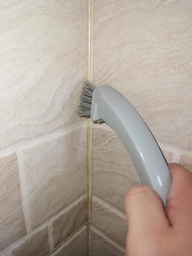Detachable Cleaning Brush Handheld Brush Gap Brush Stiff Heavy-Duty Scrub Brush for Tile,Carpet,Bathroom Tubs,Grout,Blinds,Carpet,Shoes,Kitchen Sink (Pink)