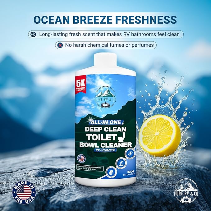 Toilet Bowl Cleaner with Easy Squirt Top - Best Septic Safe Toilet Bowl Cleaner (32 oz 2 Pack) - 5X Stronger Stain & Odor Eliminator - RV Toilet Cleaner - Sensor Safe & Non-Acid Formula