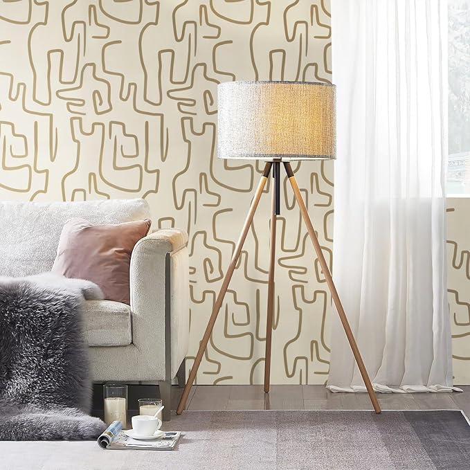 Ismoon 17.3"X393" Wallpaper Peel and Stick Modern Gold Peel and Stick Wallpaper Abstract Scribbles Wall Paper Removable Self-Adhesive Waterproof Wall Paper for Bathroom Decoration Vinyl Film Roll