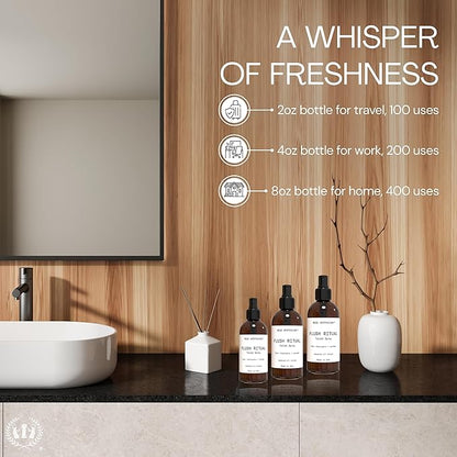 Muse Apothecary Flush Ritual - Aromatic & Refreshing Toilet Spray, Use Before You Go, 2 oz, Infused with Natural Essential Oils - Coconut + Sandalwood, Pack of 3