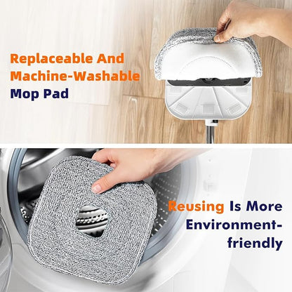 KZKR Spin Mop and Bucket Set with Self Separation Dirty and Clean Water System, Self Wringing 360° Rotating Square Mop Head for Home Floors Cleaning (1.0 Mop and Bucket Set (6 Pads))