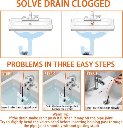 Drain Clog Remover,5 Pack 31.88inch Drain Snake Hair Removal Tool,Shower Sink Unclogger Tool,Hair Catcher Auger Cleaner Tool for Toilet,Kitchen Sink,Bathroom Tub,Floor Drains,Sewer,Pipe Drains Opener