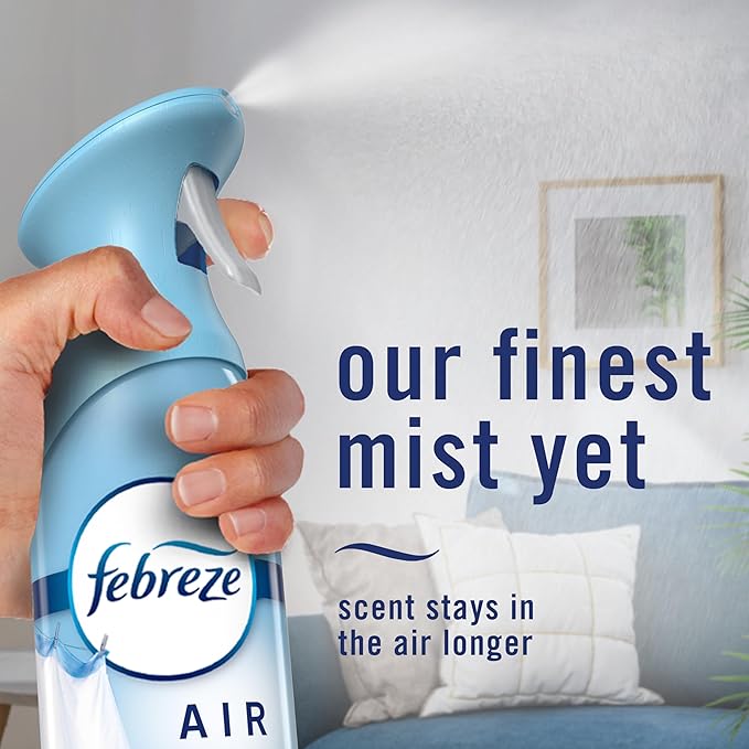 Febreze Air Mist, Air Freshener Spray, Odor Fighting Room Spray, Deodorizer for Home Bathroom Kitchen Office Apartment Dorm Room Classroom, Juicy Summer Peaches Scent, 8.1oz (Pack of 3)