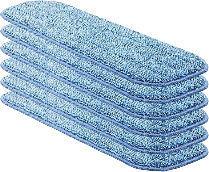 Replacement Washable Microfiber Absorbing Mop Head - Compatible with E-Cloth Deep Clean Mop Head, Wet & Dry Cleaning Cloth Refills for All Hard-Floor (Blue) 6Pack