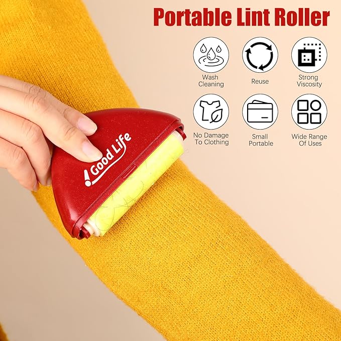 4 Pack Reusable Lint Roller Portable Mini Lint Remover Cat Pet Hair Rollers Travel Size Sticky Cleaner Dog Hair Remover for Clothes Washable Gel Lint Roller Ball