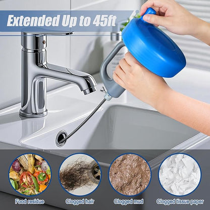 Drain Auger,32Ft Drain Snake Clog Remover,Flexible Snake Drain Hair Removal Tool,Pipe Drain Clog Remover,Plumbing Snake Pipe Blockage Dredging Tool,Bathroom Kitchen Sink Cleaner Tools