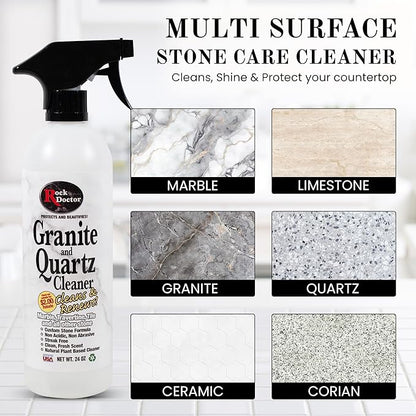Rock Doctor Granite & Quartz Cleaner Spray 24 oz.Can, Cleans Tile, Marble, Kitchen Countertop, and Natural Stone Surfaces, Streak-Free Shine Pack of 2