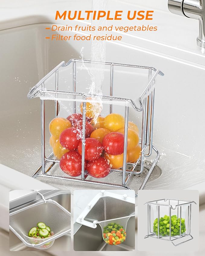 KONE Kitchen Sink Strainer Mesh Bag- 600 PCS Large Disposable Sink Net Strainer Filter Bags for Collecting Kitchen Food Waste Leftover Garbage, Fits Deep Sink Strainer Basket