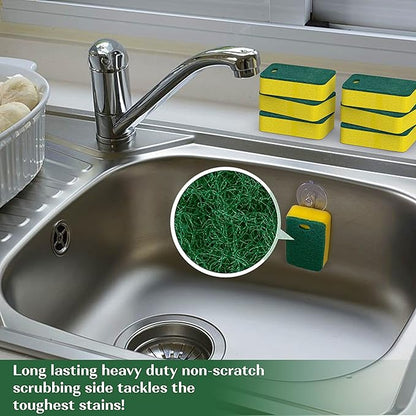 Kitchen Sponges 12 Pack | Dual-Sided Heavy Duty Non-Scratch Scrub | Sponges, Multipurpose Dishwashing & Cleaning Sponges, Highly Absorbent, Quick-Dry, Odor-Free, Dishwasher Safe, Household Cleaning