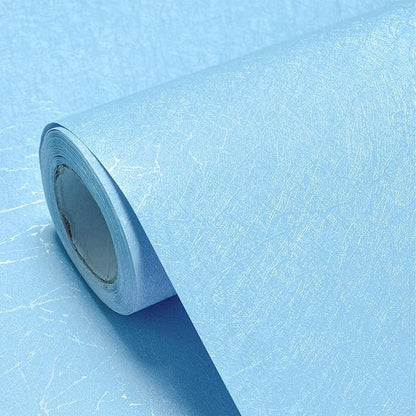 Cohoo Home Blue Peel and Stick Wallpaper Silk Solid Light Blue Contact Paper for Walls Embossed Textured Self-Adhesive Removable Wallpaper Bedroom Bathroom Waterproof Drawer Liner 15.7inW 197inL