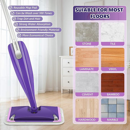 Reusable Mop Pads Compatible with Swiffer Wet Jet, Wet Jet Pads Refills for Swiffer Mop, Microfiber Replacement Pads for Hardwood Floor Cleaning, Dry Wet Mopping Cloths for 12" Wet Jet Refill, 4 Pack