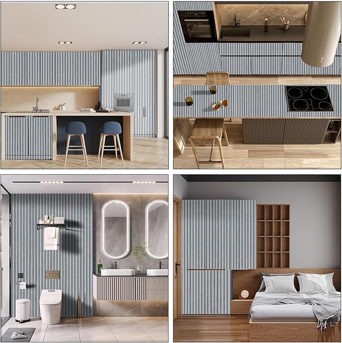 Wood Slat Wallpaper - 17.5" x 300" Peel and Stick Contact Paper for Wall: Self Adhesive DIY Decor (Gray)