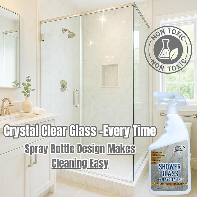 Shower Glass Cleaner – Professional Strength Shower Door & Tile Spray - Removes Hard Water Stains, Soap Scum & Water Spots, Non-Abrasive, Prevents Resoiling (160 Fl Oz (Pack of 1))