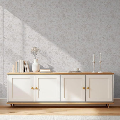 Dimoon 17.3" X 78.7" Peel and Stick Wallpaper Floral Contact Paper Boho Beige White Renter Friendly Natural Wall Paper Waterproof Removable Self Adhesive Wallpaper for Bedroom Livingroom Vinyl Roll