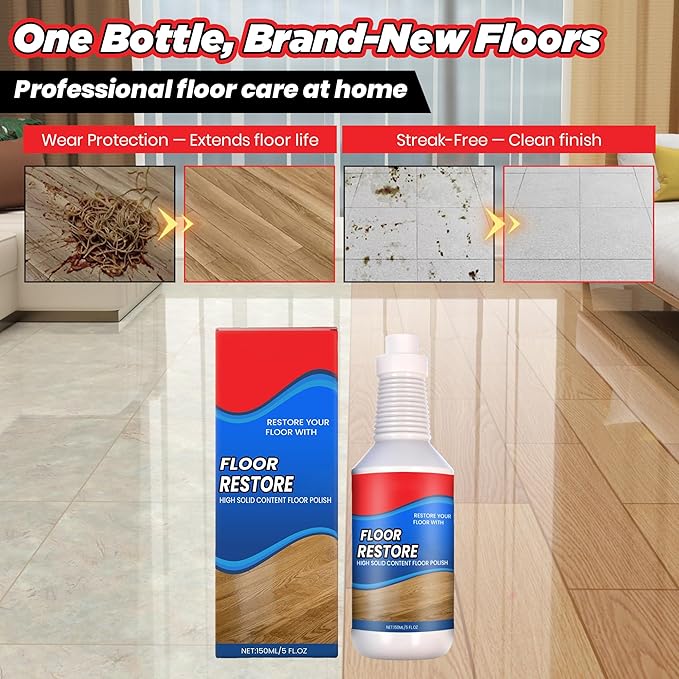 Floor Restore Cleaner - Floor Restorer & Polish for Tile, Shine Wood, Laminate, Vinyl, Bamboo - Flooring Protection Agent (1 pcs)