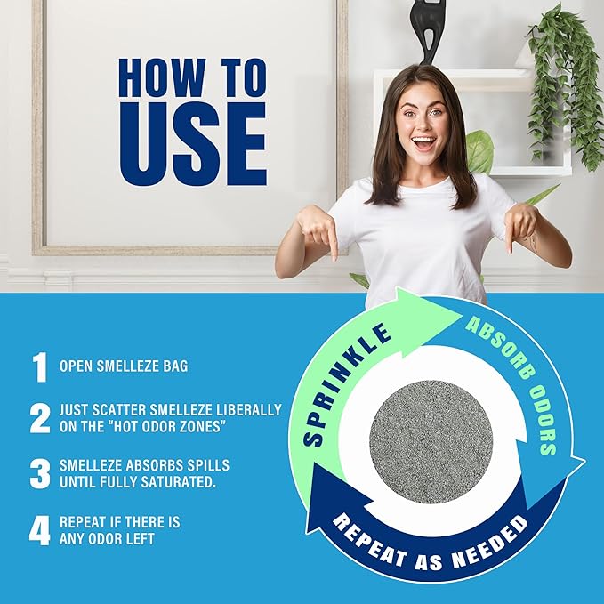 SMELLEZE Dead Animal Odor Eliminator - Strong Odor Removal - Natural & Safe Indoor & Outdoor Use - Granules, 50 lbs.