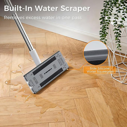 Mop and Bucket Set with Detachable Space-Saving Bucket, Mop for Floor Cleaning with Wringer, Wall Mop with 360° Rotating Mop Head, 2 Reusable Microfiber Mop Pads