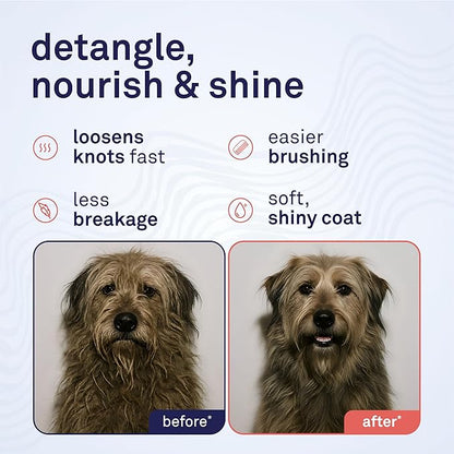 Petpost | Detangling Spray for Dogs with Knots, Mats & Tangles - Naturally Rejuvenating Dog Hair Detangler for Healthier, Shinier, Stronger Fur - Oatmeal, Aloe, and Vitamin E Formula 8 oz.