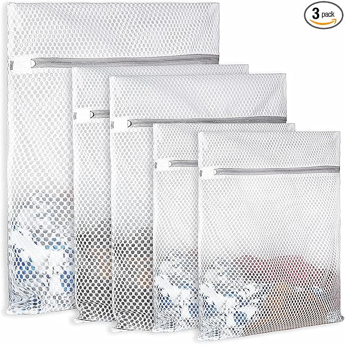 Mesh Laundry Bags for Delicates, Honeycomb Design, 3-Piece Set (3 sizes)