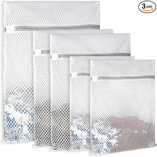 Mesh Laundry Bags for Delicates, Honeycomb Design, 3-Piece Set (3 sizes)
