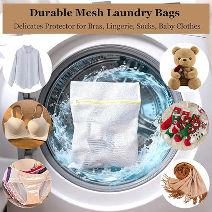 12x16 Inch Laundry Bags Mesh Wash Bags - 10Pcs, Durable Lingerie Bags for Washing Delicates, Medium Double-layer Washing Bags for Bras, Lingerie, Socks