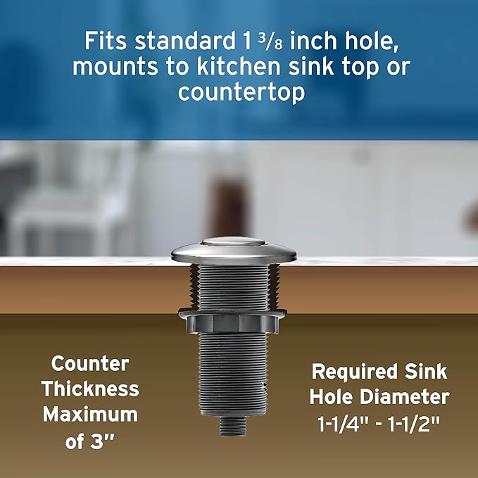 InSinkErator Garbage Disposal Air Switch Kit, Dual Outlet Sink Top Switch Button for All InSinkErator Food Waste Disposer Models, Satin Nickel STS-OOSN