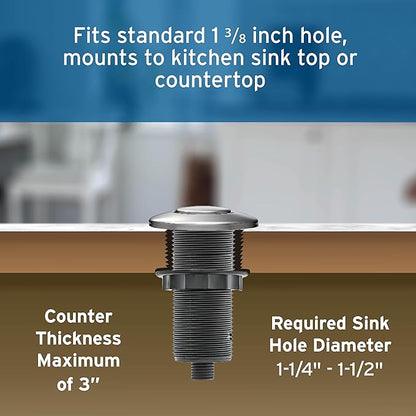 InSinkErator Garbage Disposal Air Switch Kit, Dual Outlet Sink Top Switch Button for All InSinkErator Food Waste Disposer Models, Satin Nickel STS-OOSN
