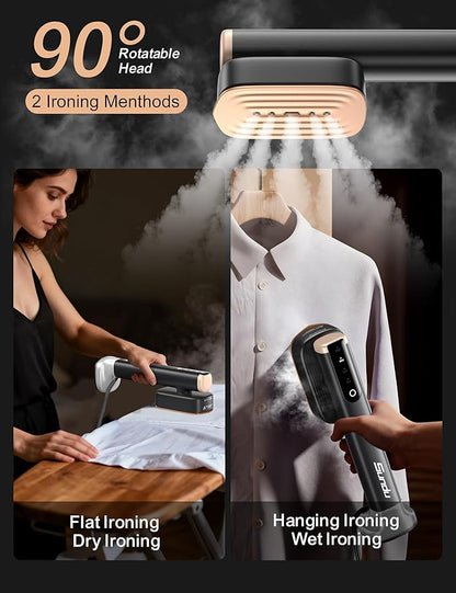 Travel Steamer for Clothes,Sundu Portable Handheld Garment Steamer,15s Fast Heat-up,2 Water Tanks (180 ml and 100 ml),Steamer Ironing Gloves,45 Minutes of Continuous Ironing for Travel and Home(Black)