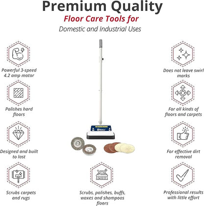 Koblenz Shampooer and Polisher, Floor Shampooer and Polisher, Hard Floor Cleaner, Heavy-duty Carpet Cleaning Machine with Scrubbing Brushes and Polishing Pads, 3 Speeds, Blue/Gray (P-620BA)