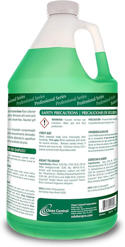 OdoBan Professional Series Neutral pH No Rinse Floor Cleaner Concentrate, Made in the USA, 4 Gallons