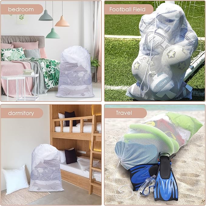 Meowoo Large Mesh Laundry Bag, 27×36inch Heavy Duty Mesh Laundry Bags Drawstring Lockable, Laundry Hamper Liner, Machine Washable, for Travel,Storage, Sports Factories, Dorms, Black 1pcs