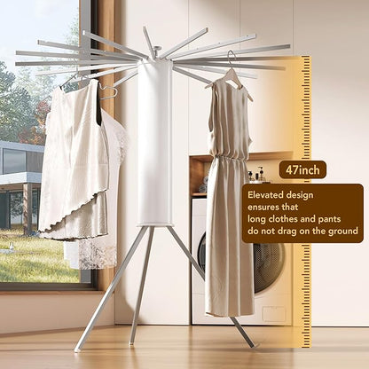 Tripod Clothes Drying Rack,Space Saving Laundry Drying Rack,Drying Rack Clothing Foldable,Clothes Dryer Rack,Folding Cloth Rack for Laundry,16 Aluminium Poles