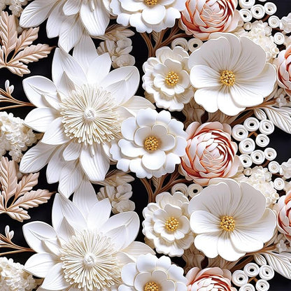 FunStick 17.5"x354" White Faux 3D Floral Peel and Stick Wallpaper Black Pink Embossed Floral Wallpaper for Bathroom Living Room Accent Wall Panels Self Adhesive Contact Paper for Walls Shelves Vinyl