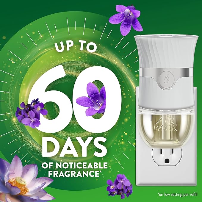 Air Wick Plug In Scented Oil Refill,Infused with Essential Oils,Plug In Air Fresheners for Home,Black Lotus & Violet,(Pack of 10)