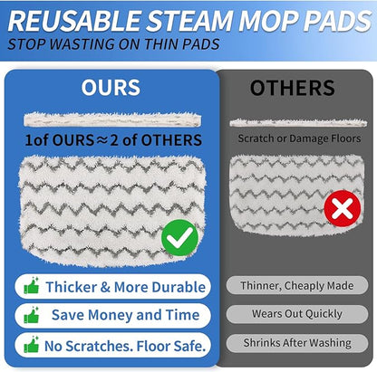 6 Pack Thickened Steam Mop Replacement Pads, Durable Microfiber Mop Pads Compatible with Shark S1000/S1000A/S1000C/S1000WM/S1001C, Washable Pads for Pet Owners and Families with Kids