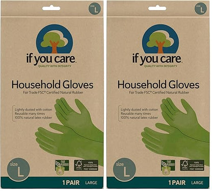 If You Care Latex Gloves,Large – – For Gardening,Dishwashing,Cleaning Kitchen and Bathroom-– 100% Cotton Lined,Reusable for Women and Men,Green,(Pack of 2)