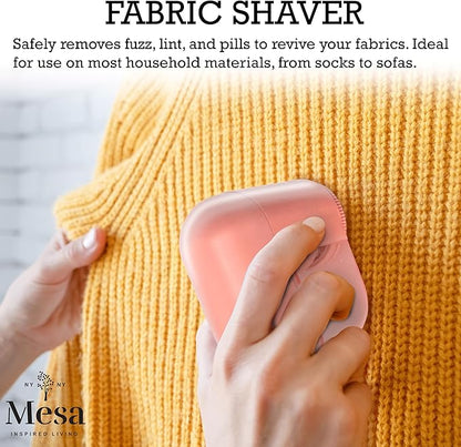 Inspired Living Fabric Care Kit – 3-Piece Garment Care Set with Handheld Steamer, Lint Roller & Fabric Shaver/Defuzzer – Wrinkle Remover & Clothing Refresh Essentials – Blush Pink