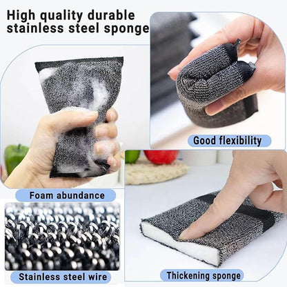Steel Wool Scrubber Dish Sponges - Kitchen Scrubbing Pads Pot Scrubber for Kitchen Non Scratch, Soft and Fast sponges for Cleaning (6 Pack)