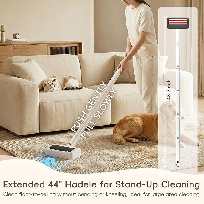 Pet Hair Remover for Carpet, Electric Lint Roller Adjustable Handle Reusable Carpet Rake Dog Cat Hair Removal Tool for Carpets, Rugs, Furniture