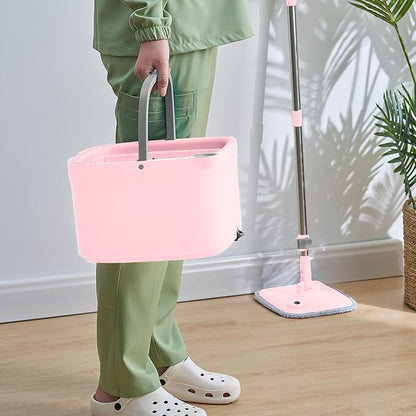 Square Spin Mop and Bucket Smart Floor Mop with Separate Compartments for Clean and Dirty Water, Self Cleaning with 2 Machine Washable Pads, First Launch Limited Edition Rose