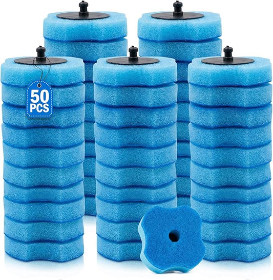 50PCS Toilet Bowl Wand Refills, Replacement Heads for Bathroom Washroom Cleaning Pads, Disposable Toilet Brush Refills Compatible with Household Brushe Scrubber Cleaning Refill Pack Ocean Fresh Blue