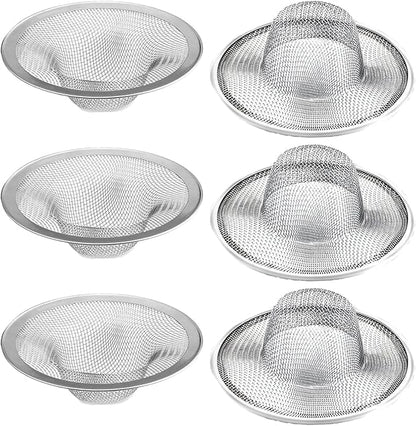 6 pcs Heavy Duty Stainless Steel Slop Basket Filter Trap, 2.75" Top / 1" Mesh Metal Sink Strainer,Perfect for Kitchen Sink/Bathroom Bathtub RV Wash Basin Floor Drain Balcony Drain Hole