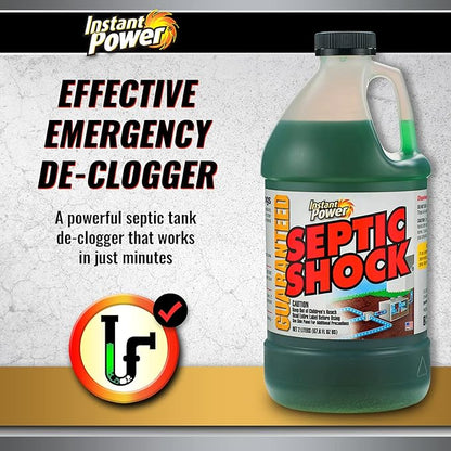 Instant Power Septic Shock – Septic Tank Treatment, Drain Cleaner Liquid Clog Remover for Septic System, 67.6 Oz (Pack of 6)