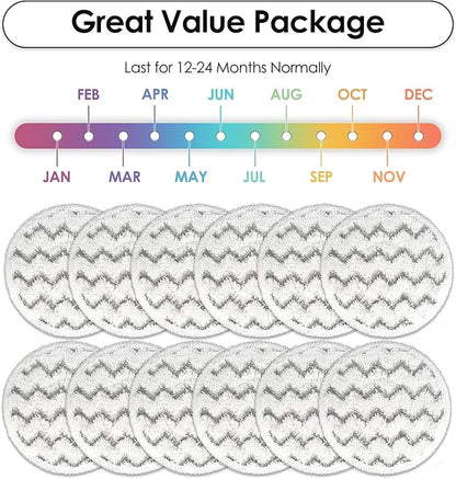 (12 Pack) 3897A Replacement Mop Pads Compatible with Bissell SpinWave SmartSteam Scrubbing Steam Mop 3897A 3712C 3712W, Spinning Scrubbing Mop Pads, Heavy Duty Scrubby Mopping Pad, Wave Pattern Pads