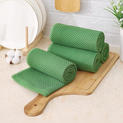 Kitinjoy 100% Cotton Waffle Weave Kitchen Hand Towels (13 X 28 Inches, Grass Green), 6-Pack Super Soft and Absorbent Dish Towel for Drying Dishes